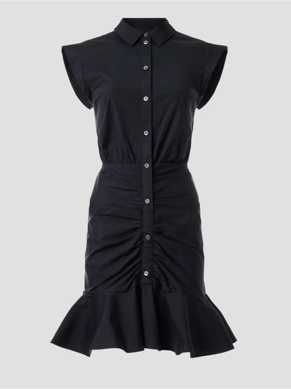Veronica Beard Ruched Shirt Mini Dress with Ruffle Hem - Picture 5 of 11